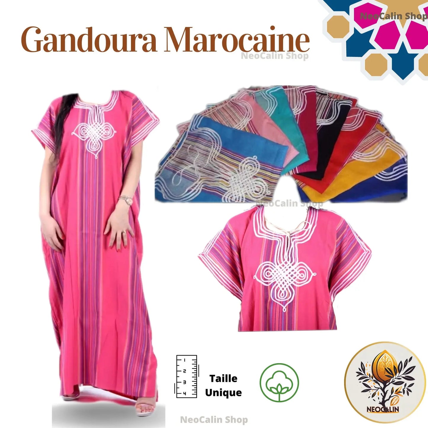 Kaftan Gandoura Marocaine caftan en Coton - NeoCalin