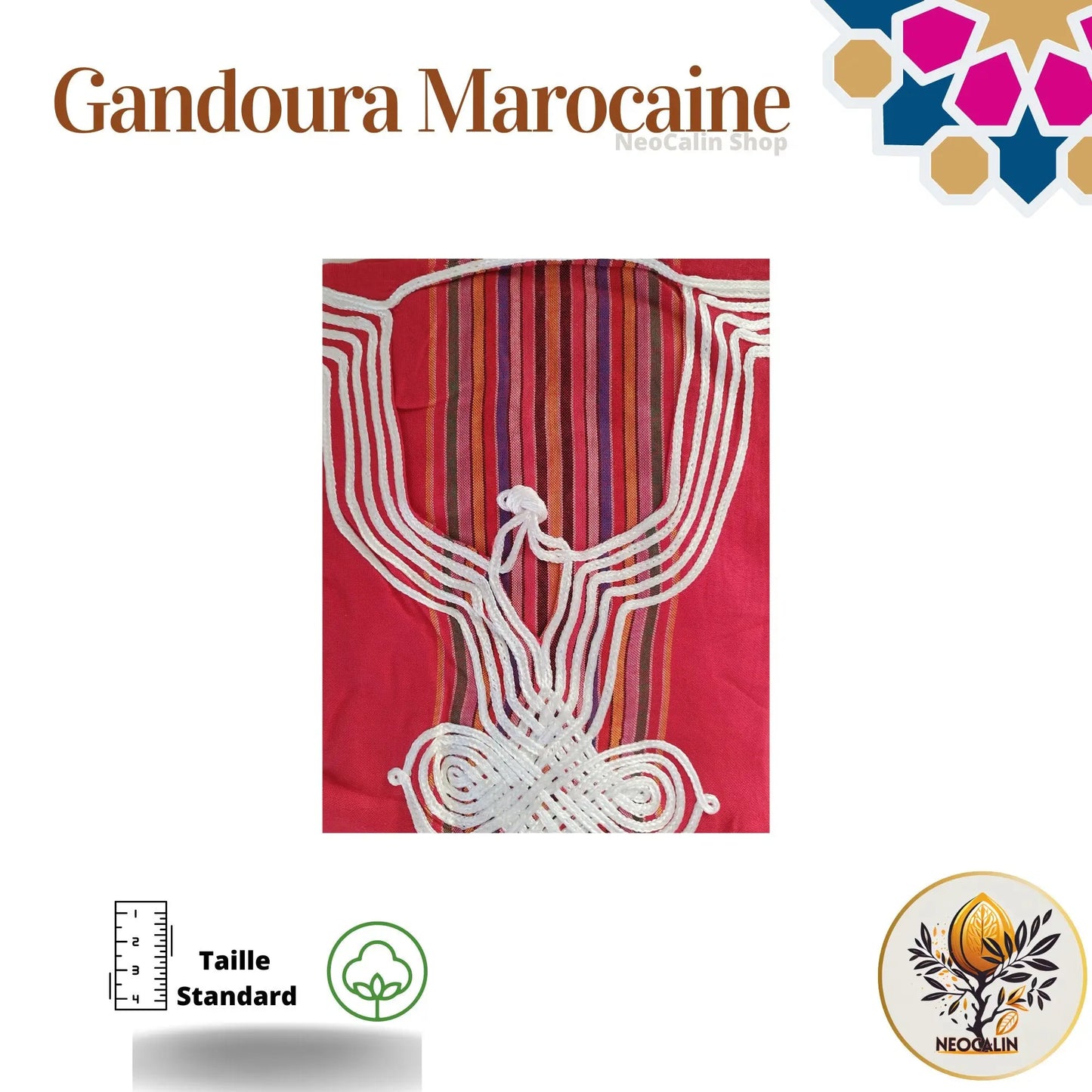 Kaftan Gandoura Marocaine caftan en Coton - NeoCalin