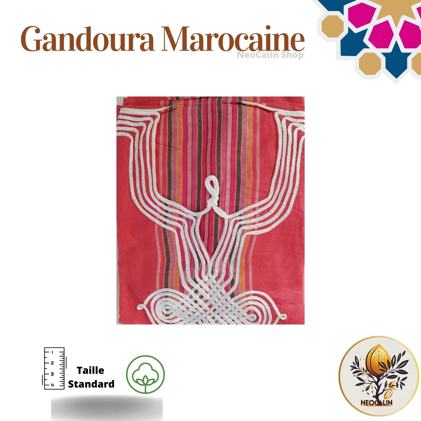 Kaftan Gandoura Marocaine caftan en Coton - NeoCalin