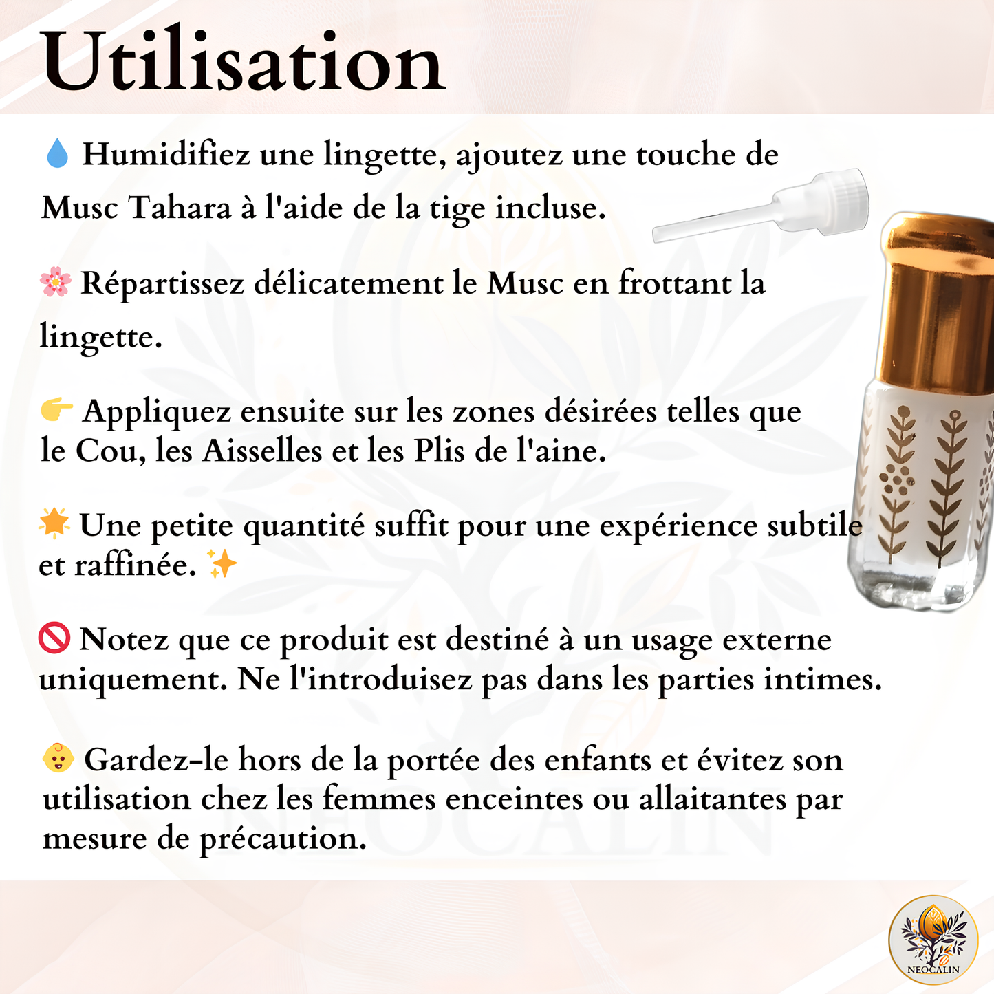 Musc Tahara Blanc NeoCalin 3ml - Purification Sublime avec Fraicheur Post-Menstruelle et Parfum Luxuriant - NeoCalin